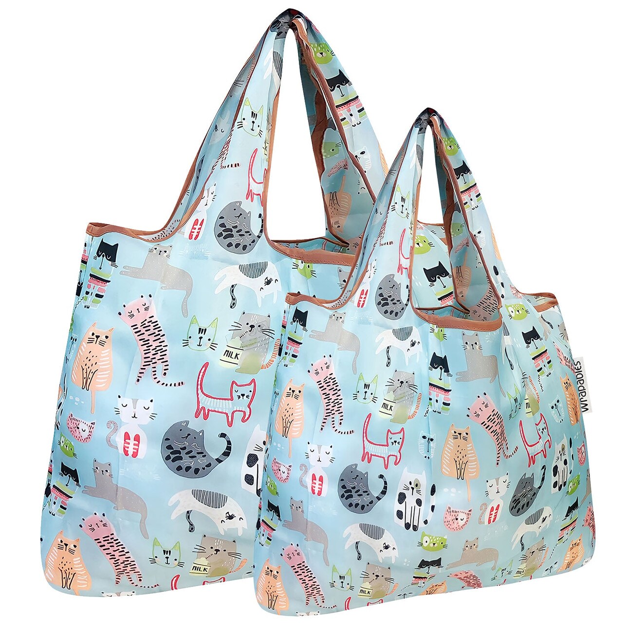 Wrapables Large & Small Foldable Tote Nylon Reusable Grocery Bags, Set of 2